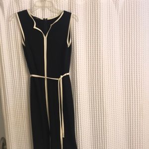 SOFT Talbots Black dress with cream piping.